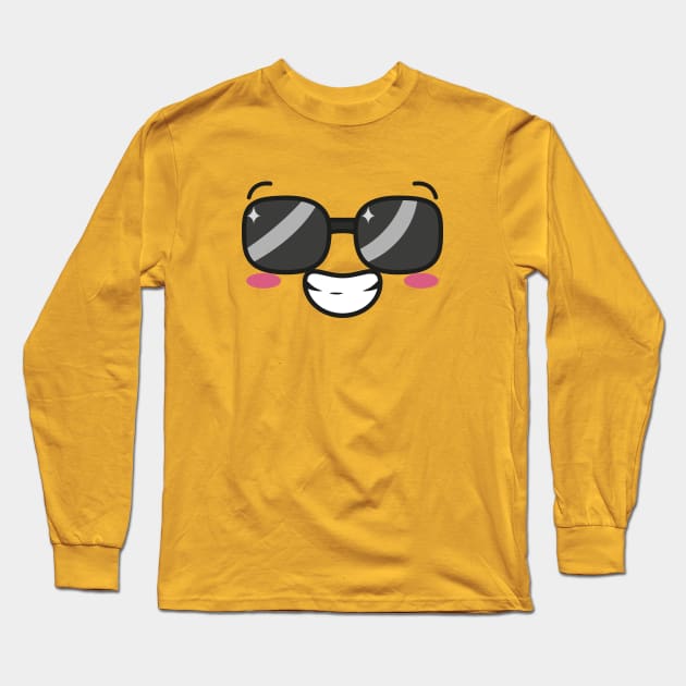 Cool Cute Face Long Sleeve T-Shirt by Tariq-T-art